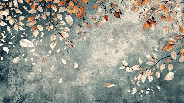 A symbolic composition featuring Iroko leaves gently falling, representing the cyclical nature of life and seasons. The muted color palette and contemplative mood draw inspiration from traditional 
