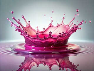 Pink Liquid Crown Splash: Surreal Abstract Photography on White Background