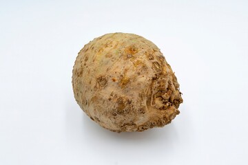 Fresh celery root on a white background. Vegetable, healthy food.
