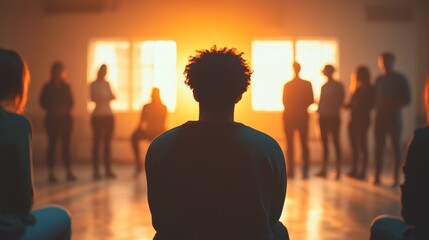 Group Therapy Session: A Young Man in the Center of Healing and Support