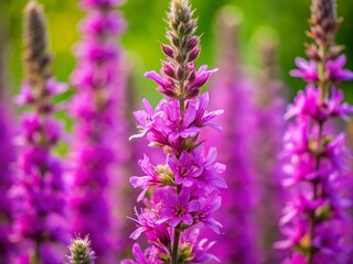 Obraz premium Purple Loosestrife Wildflower Macro Photography - Vibrant Summer Bloom