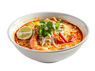 laksa noodles on isolated transparent background 