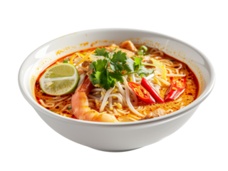 laksa noodles on isolated transparent background 