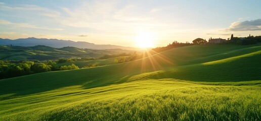 Obraz premium Tuscany Sunset Hills Landscape