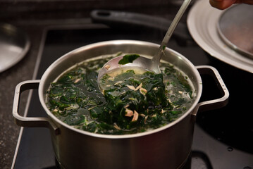 Miyeok-guk is a traditional Korean soup made with seaweed and meat or seafood. It is commonly eaten on birthdays and carries the meaning of wishing for health and longevity.