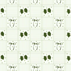 Seamless pattern with a green ribbon