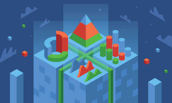 Business analysis data excel isometric 3d illustration concept