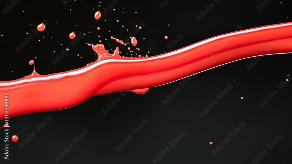 Poster fluid motion of vibrant red liquid splashing against a dark backdrop creates an artistic display of 