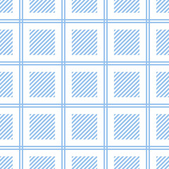 Universal blue checkered and striped pattern on a white background, vector seamless pattern. Classic art for fabric, textiles, paper and other designs.
