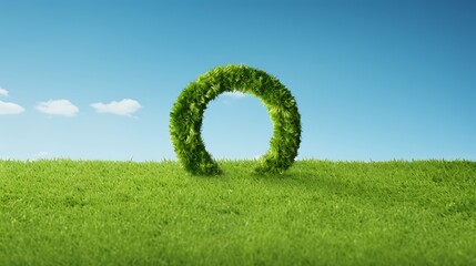 Green Question Mark made from grass isolated on white.