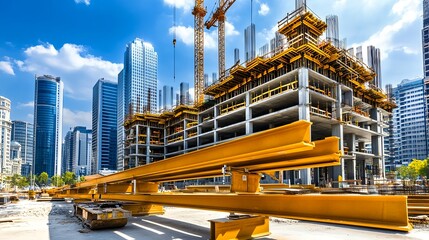 Fototapeta premium Modern Skyscraper Construction Site - Urban development