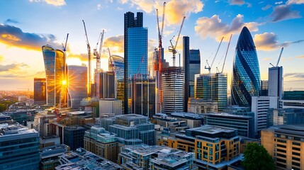 London Skyline Sunset: Modern Cityscape - Cityscapes