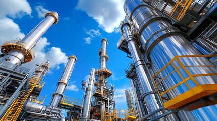 Industrial Refinery Towers, Blue Sky - Industrial Technology