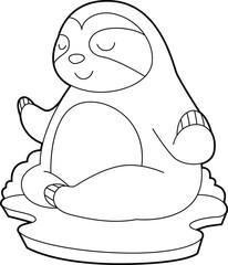 Sloth Yoga Fitness Meditation Animal Vector Graphic Art Illustration