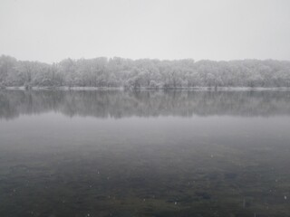 Fototapeta premium Winter landscape on the river