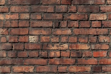 Fototapeta premium Red brick wall with weathered texture. Neural network AI generated