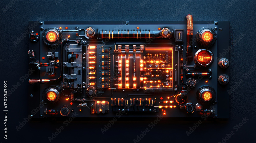 Poster exploring a database circuit as a living organism in a digital laboratory blending hardware innovati