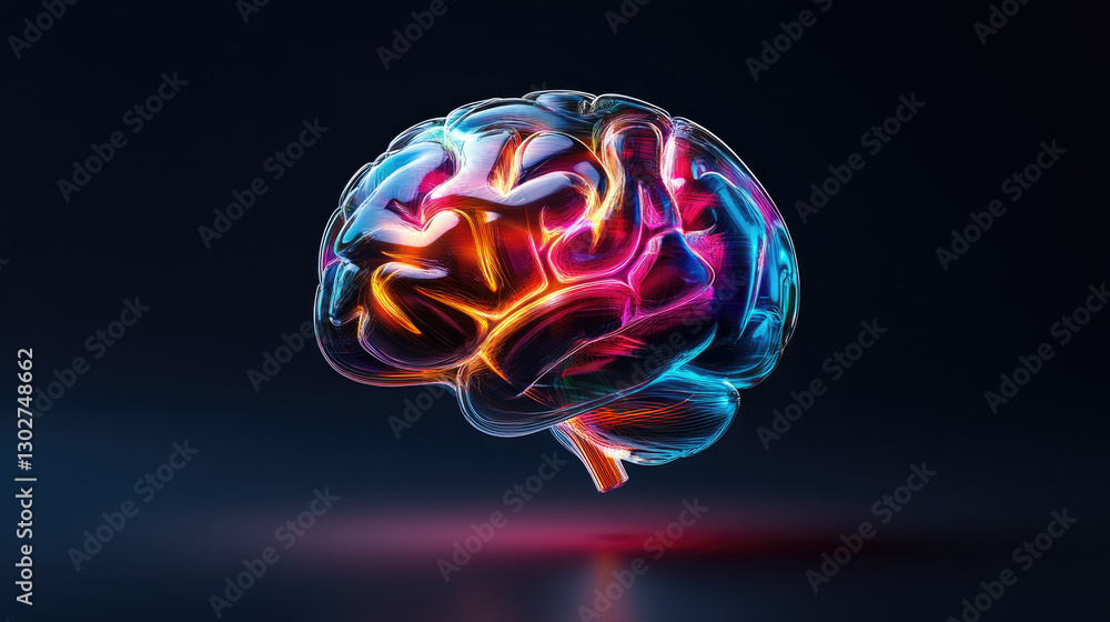 Aufkleber illuminating wisdom a glowing brain symbolizing imagination and intelligence in a vividly colored ab