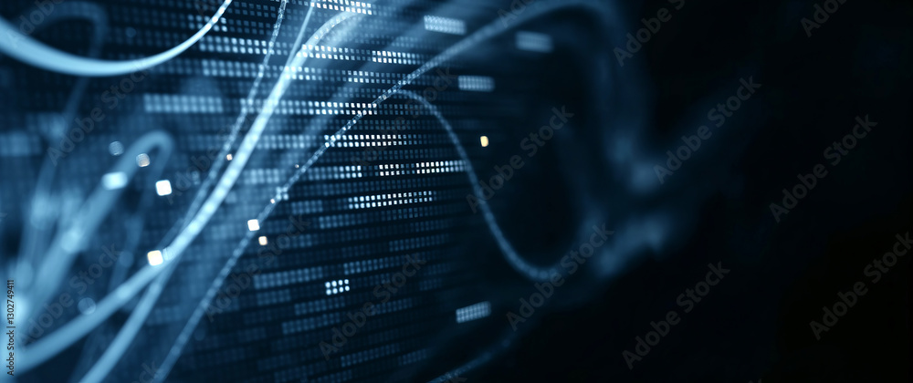 Poster Abstract futuristic lines flowing across digital background representing big data analysis