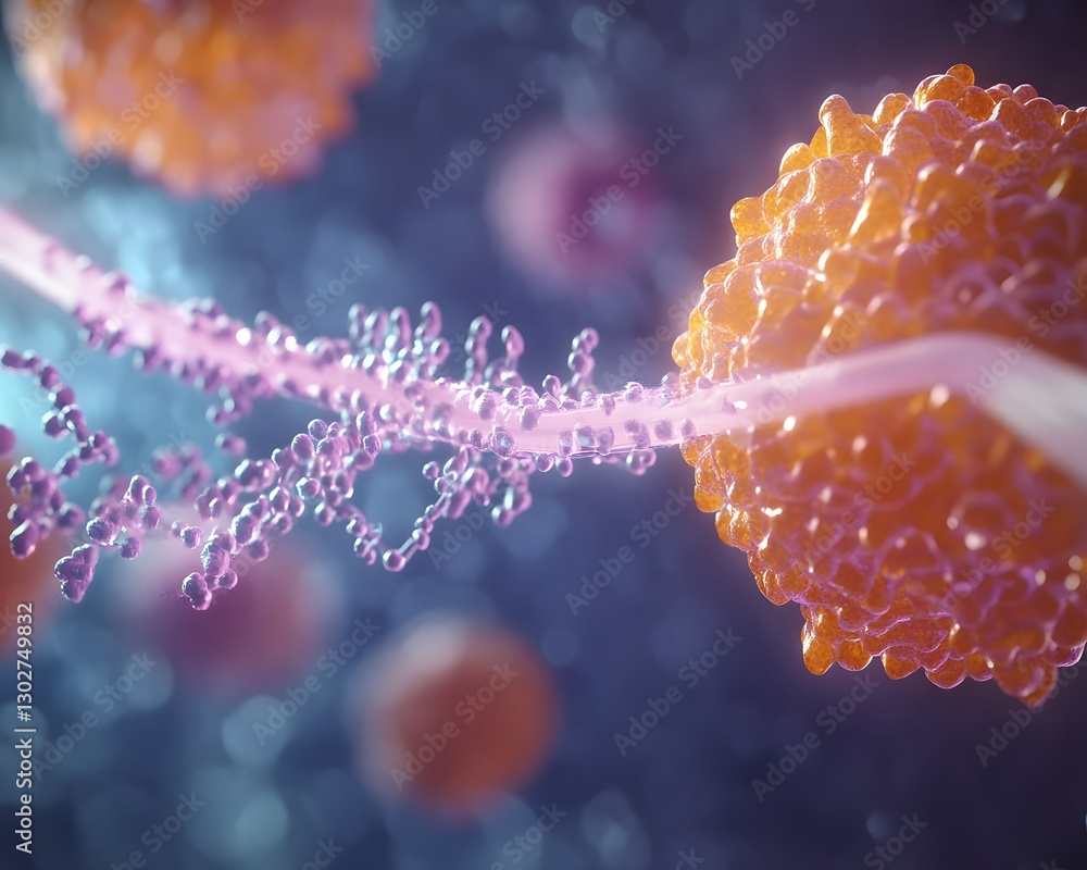 Aufkleber an intricate close-up of cellular structures showcasing vibrant orange cells connected by delicate s
