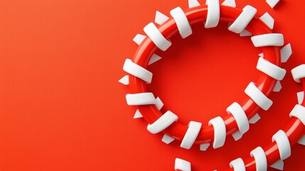 Abstract Red and White Circular Pattern on Vibrant Background