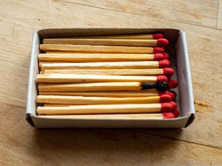 Match, matchbox on the table