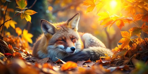 Sad Homeless Fox Dreaming of Home - Lonely Wildlife Landscape Photo