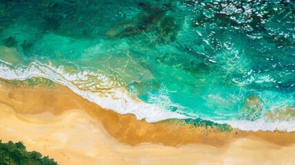 Aerial View of Tropical Beach with Turquoise Water