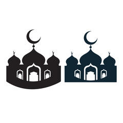 Muslim symbols, vector illustration. Flat mosque icon design vector, mosque silhouette. Ramadhan Kareem, symbols design
