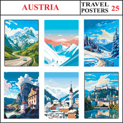 Austria Grossglockner Solden Reiteralm Travel Poster Wall Art Print Collection Set Part 25