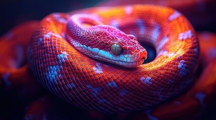 Vibrant Orange and Pink Snake with Stunning Patterns in Nature