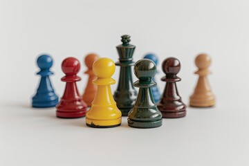 Vibrant Image of Different Colored Pawns Arrangement