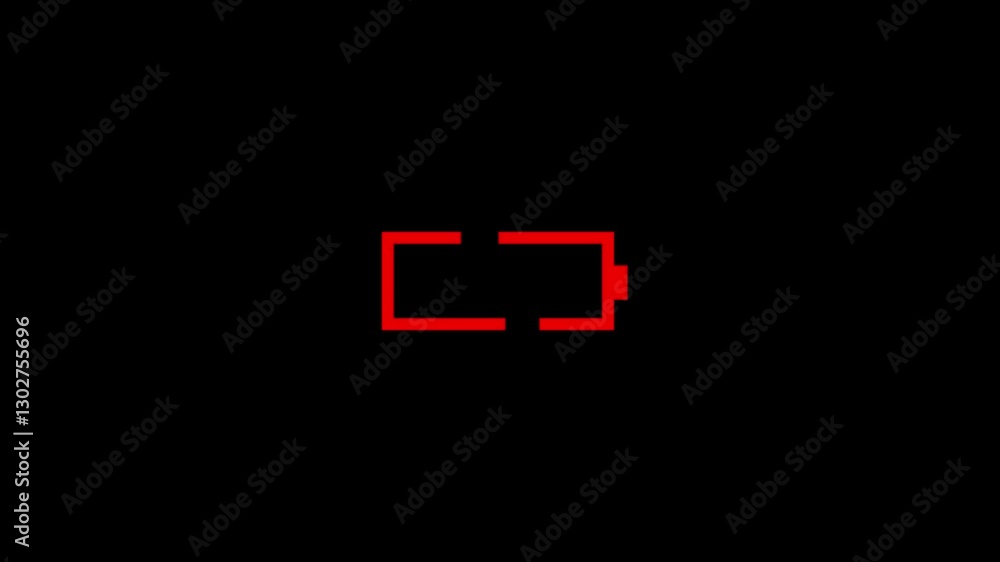 Poster no energy, warning, critical level. technologies concept. digital animation of low battery charge st