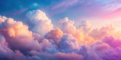Serene Pastel Cloudscape: Soft Pink & Lavender Sky Background - Tranquil Mood Stock Photo