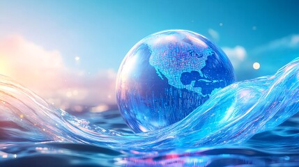 Global Network, Digital World, Ocean Wave - Abstract backgrounds