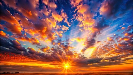 Fototapeta premium A beautiful sky, captured in perfect thirds, ignites motivational optimism; happy vibes for an amazing day.