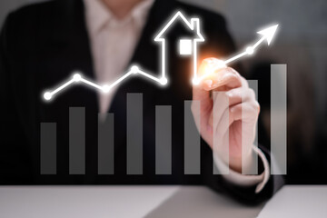 House growth chart business real estate investment finance economy price mortgage concept
