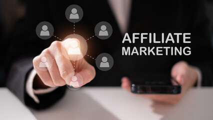 Online affiliate marketing business strategy digital advertising network concept