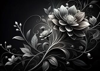 Silhouette Abstract Floral Design - Elegant Botanical Backdrop