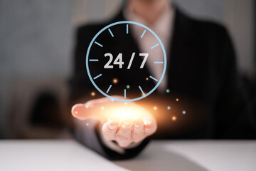 24 hour 7 days business customer service time open online support day clock delivery store help...