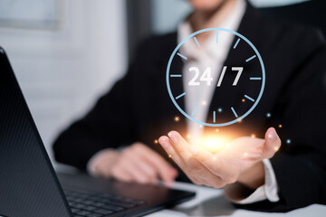 24 hour 7 days business customer service time open online support day clock delivery store help...