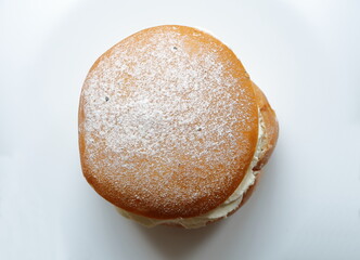 Swedish pastry called semla. Above angle.