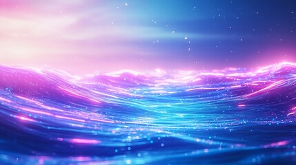 Fototapeta premium Neon Waves: Abstract Pink Blue Background - Abstract Backgrounds