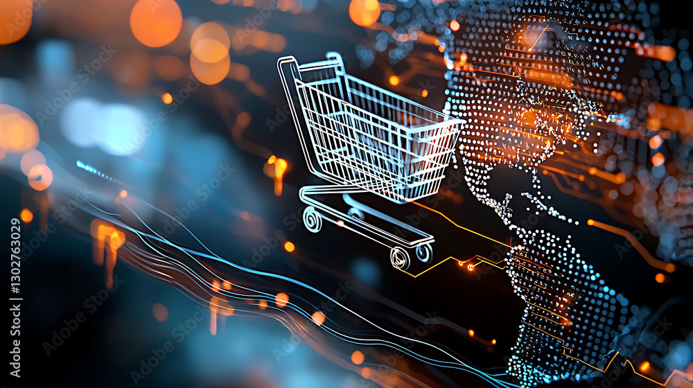 Aufkleber digital shopping cart animation e-commerce platform graphic design virtual environment close-up view