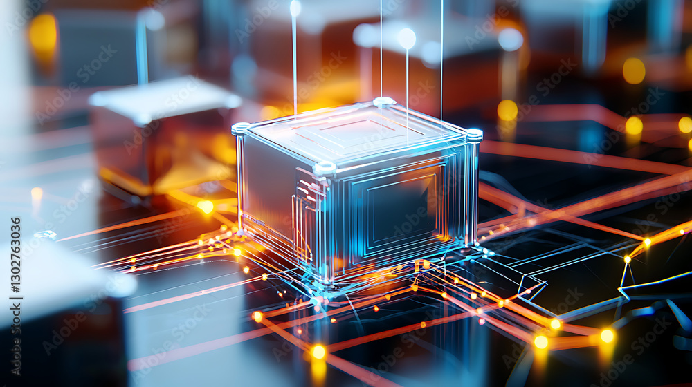 Poster innovative technology concept digital circuit board 3d render futuristic environment close-up view d