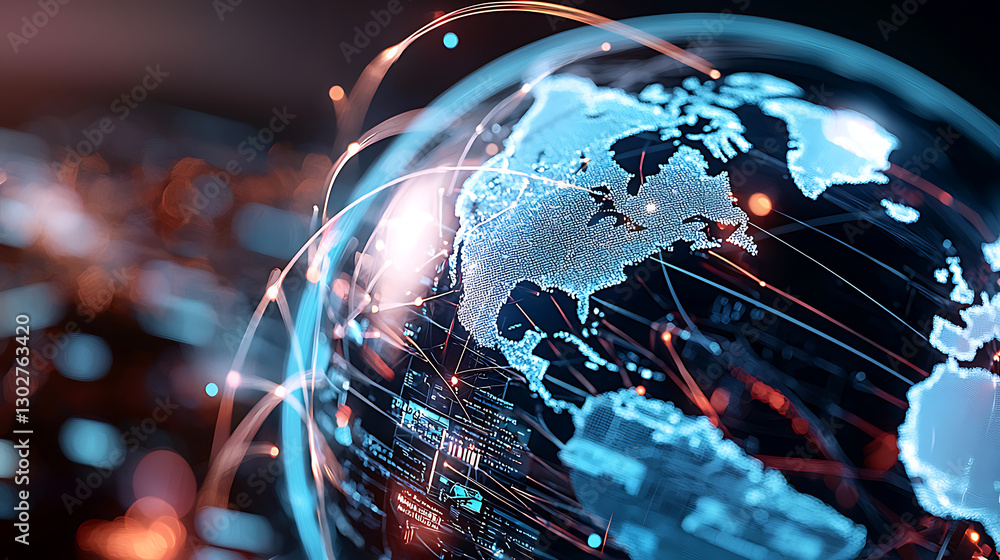 Aufkleber global connectivity trends digital world data visualization modern technology aerial view network dy