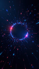 Obraz premium A digital illustration of a cosmic Kubernetes cluster with vibrant rays of light emanating from its center, symbolizing the power and complexity of container orchestration.