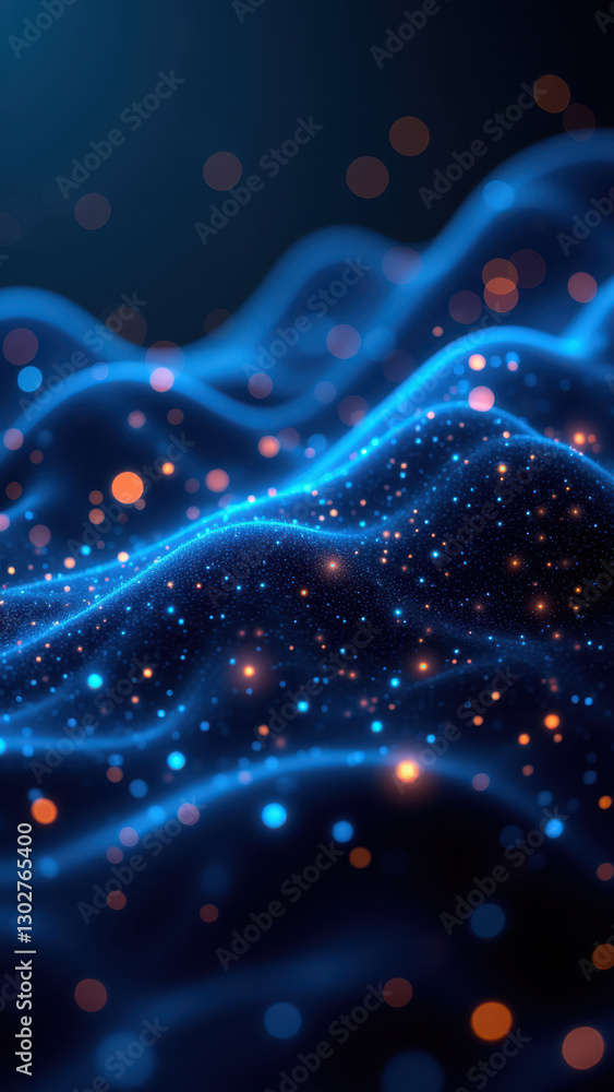 Poster dynamic blue-toned digital illustration representing technology concepts such as ci/cd pipelines, do