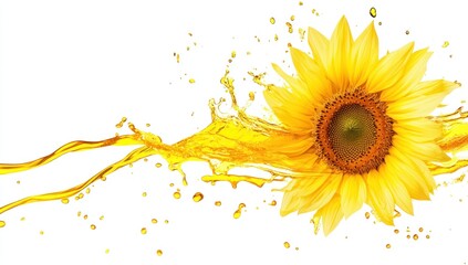 Sunflower with splashing oil.