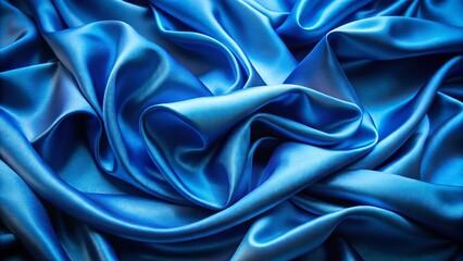 Obraz premium Soft Blue Silk Fabric Background, Elegant Draped Texture, Abstract Blue Textile